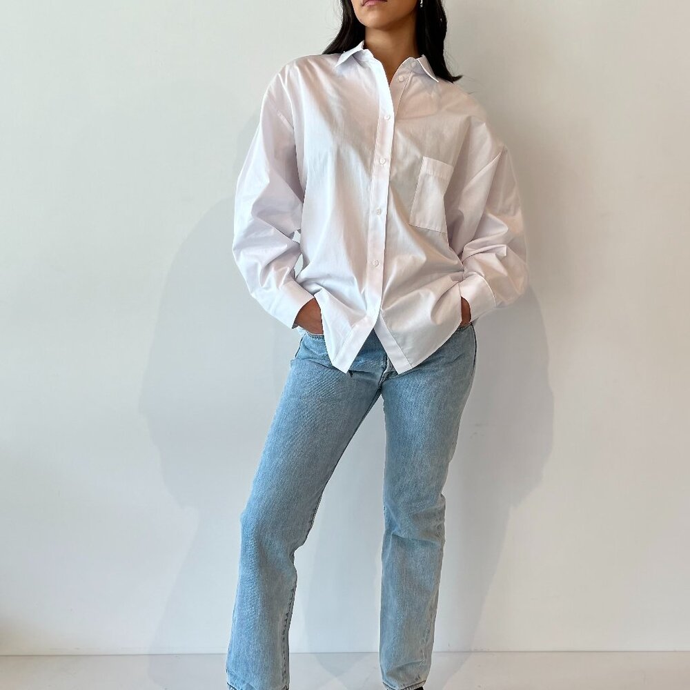 White Button Down Boyfriend Shirt